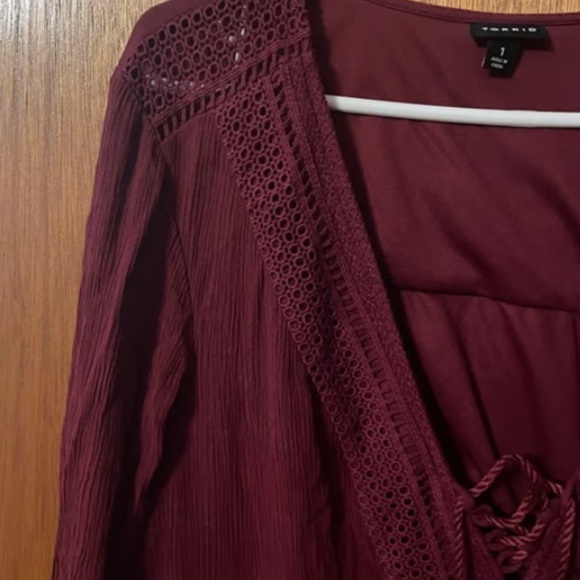 Torrid Mini Gauze Lace-Up Skater Dress- Size 1 - Picture 2 of 6